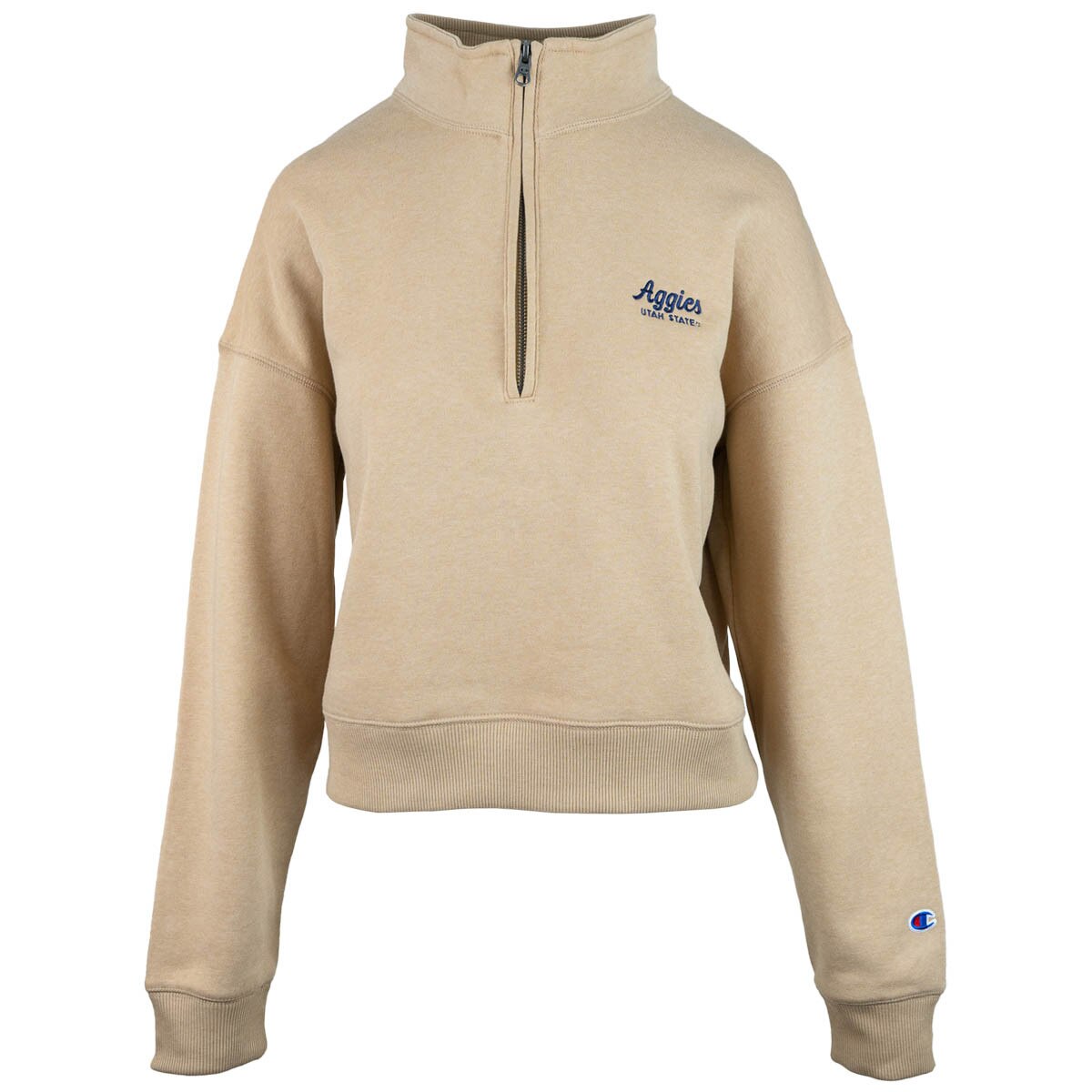 Women's champion aggies embroidered 1/4 zip tan sweatshirt